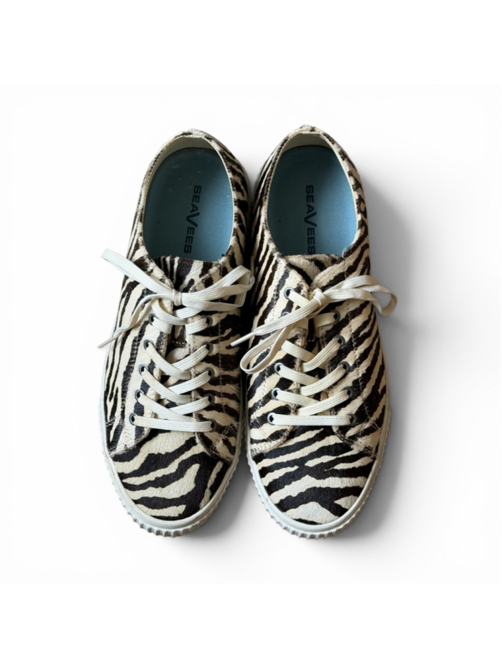 Seavees Darby Zebra Print Cowhide Lace Up Sneakers, US Women's Size 11